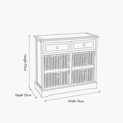 Pacific Lifestyle Outdoors Devonshire Putty Pine Wood 2 Drawer 4 Basket Unit House of Isabella UK