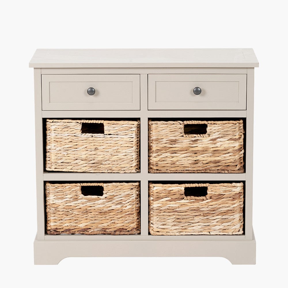 Devonshire Putty Pine Wood 2 Drawer 4 Basket Unit.