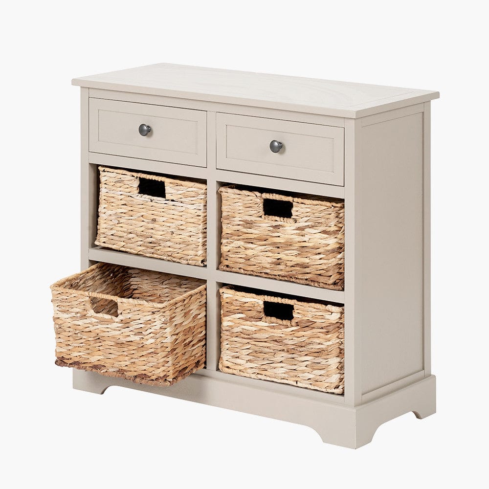 Devonshire Putty Pine Wood 2 Drawer 4 Basket Unit.
