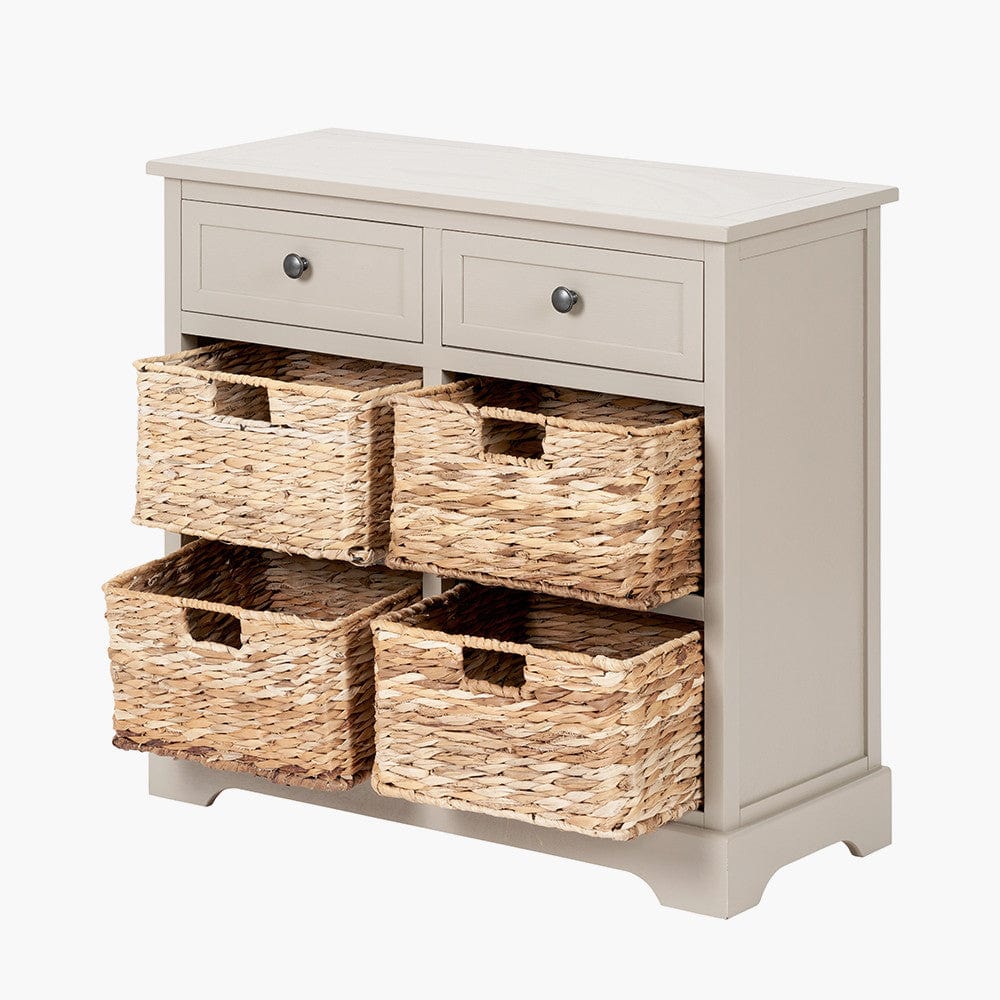 Devonshire Putty Pine Wood 2 Drawer 4 Basket Unit.