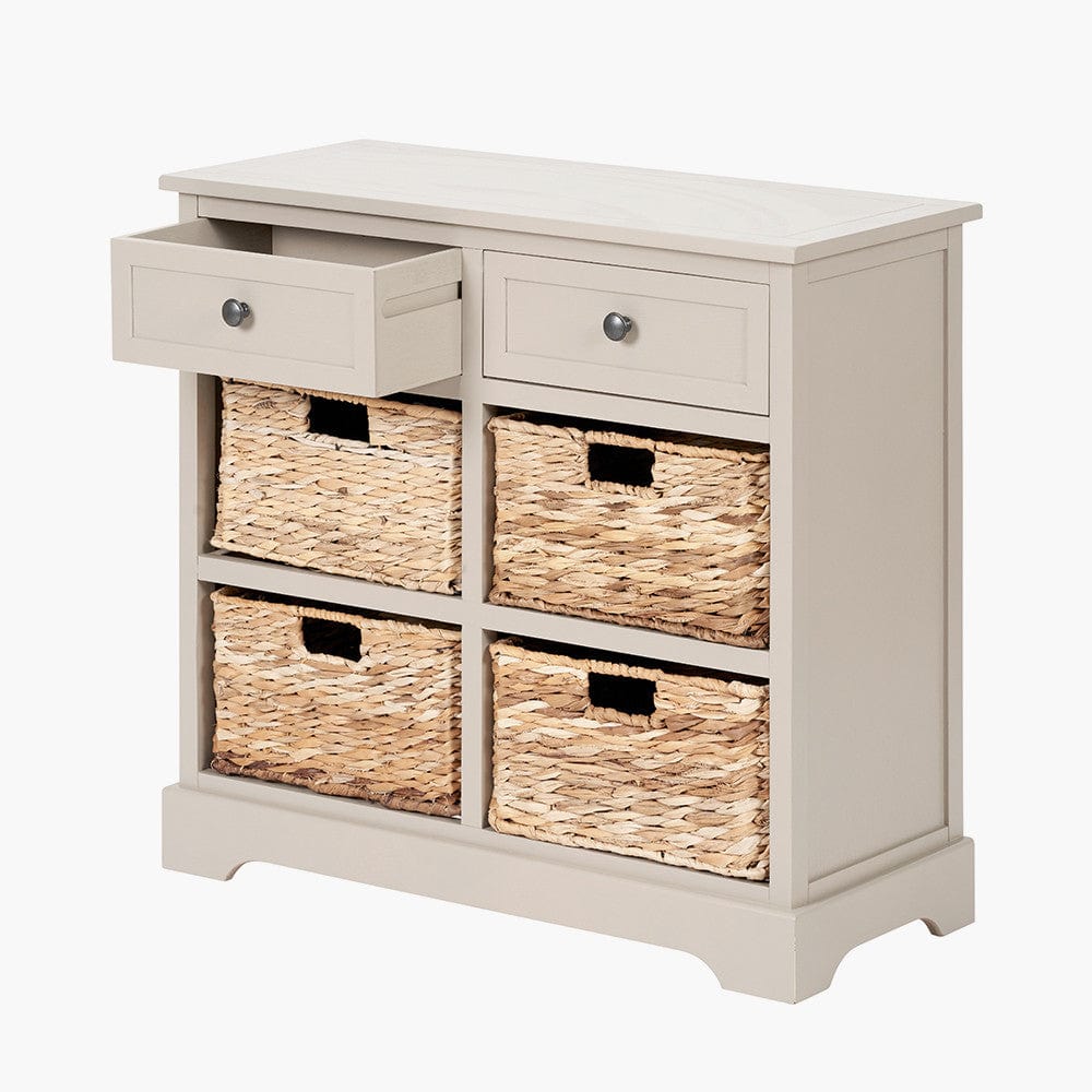 Devonshire Putty Pine Wood 2 Drawer 4 Basket Unit.