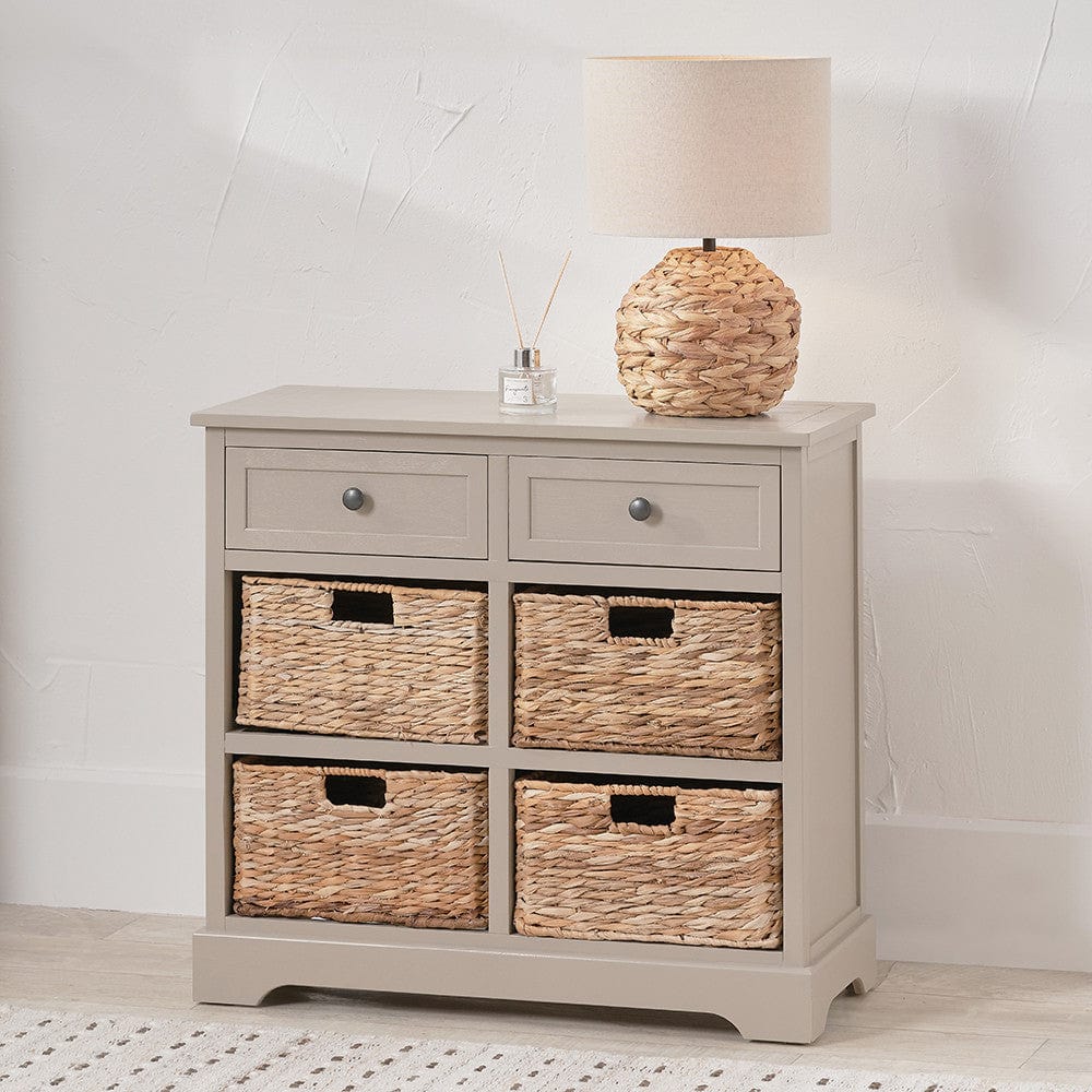 Devonshire Putty Pine Wood 2 Drawer 4 Basket Unit.