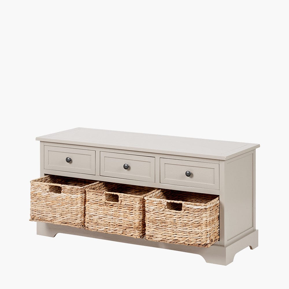 Pacific Lifestyle Outdoors Devonshire Putty Pine Wood 3 Drawer 3 Basket Unit House of Isabella UK