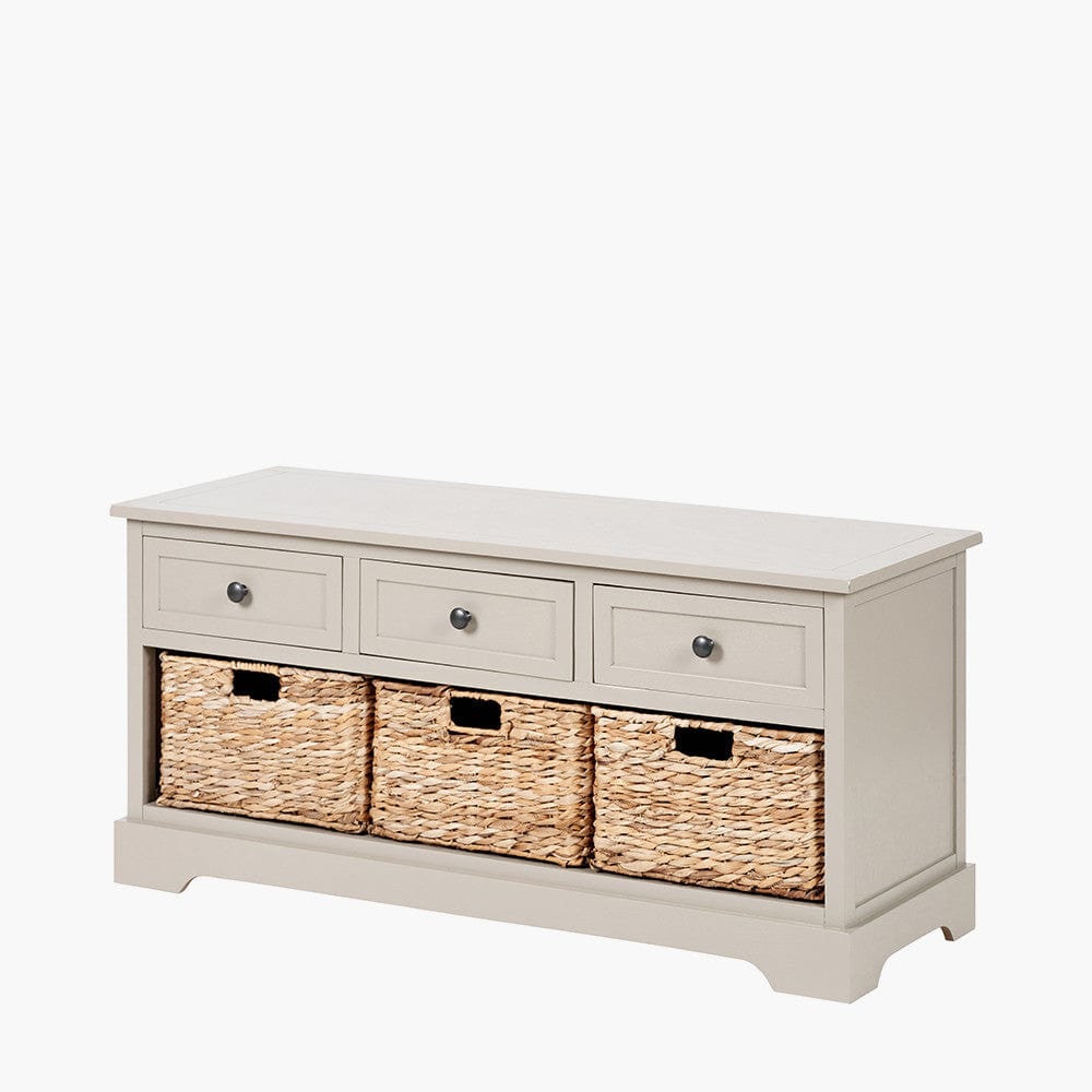 Pacific Lifestyle Outdoors Devonshire Putty Pine Wood 3 Drawer 3 Basket Unit House of Isabella UK