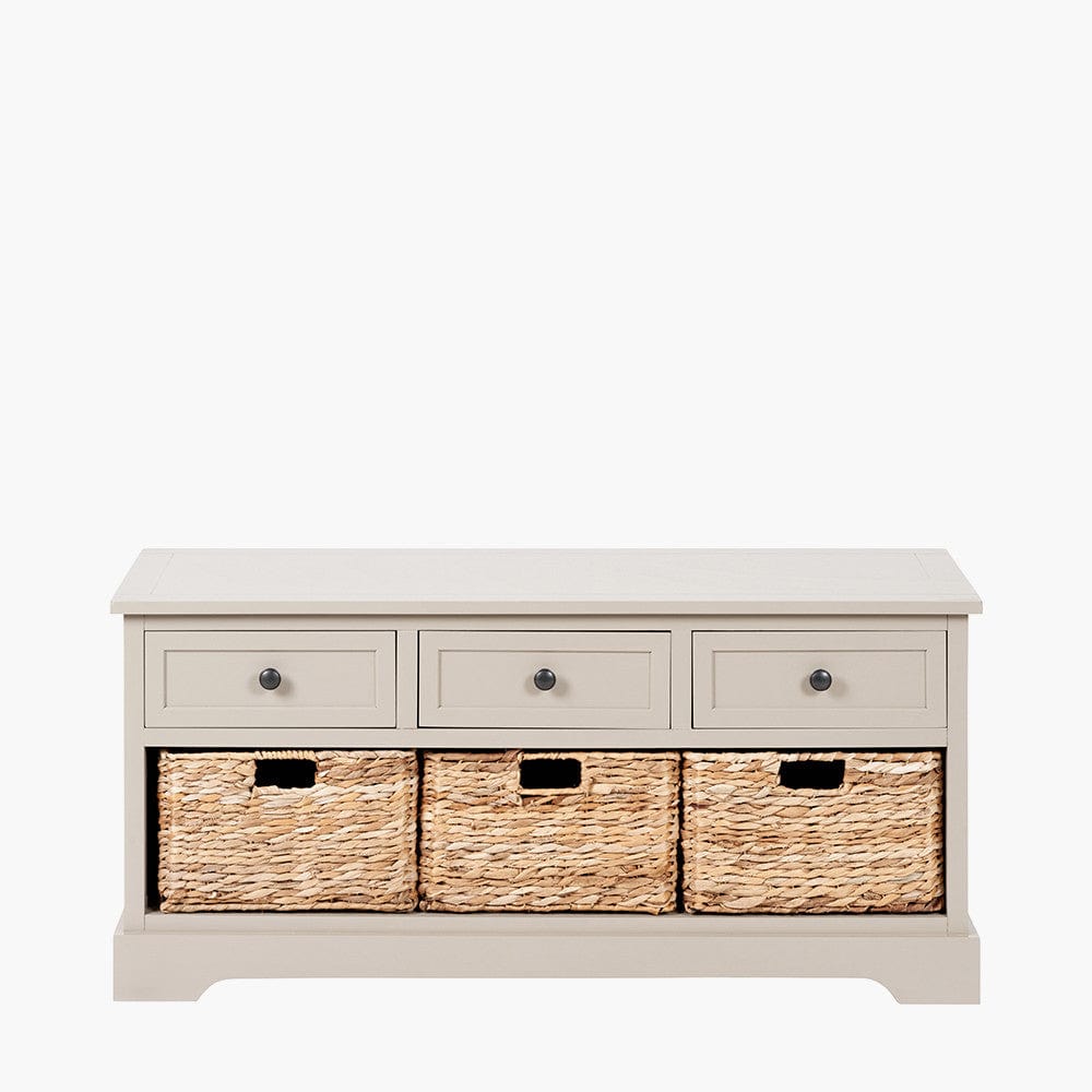 Devonshire Putty Pine Wood 3 Drawer 3 Basket Unit.