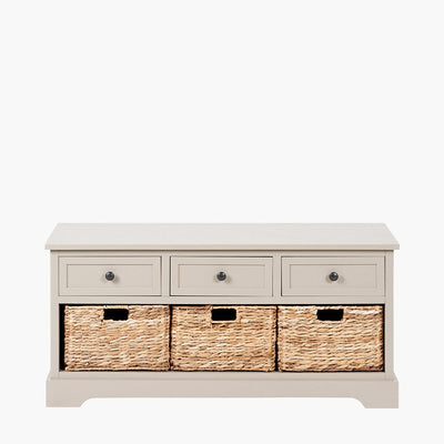 Pacific Lifestyle Outdoors Devonshire Putty Pine Wood 3 Drawer 3 Basket Unit House of Isabella UK