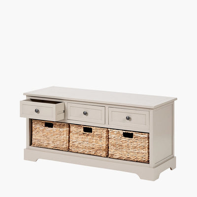 Pacific Lifestyle Outdoors Devonshire Putty Pine Wood 3 Drawer 3 Basket Unit House of Isabella UK