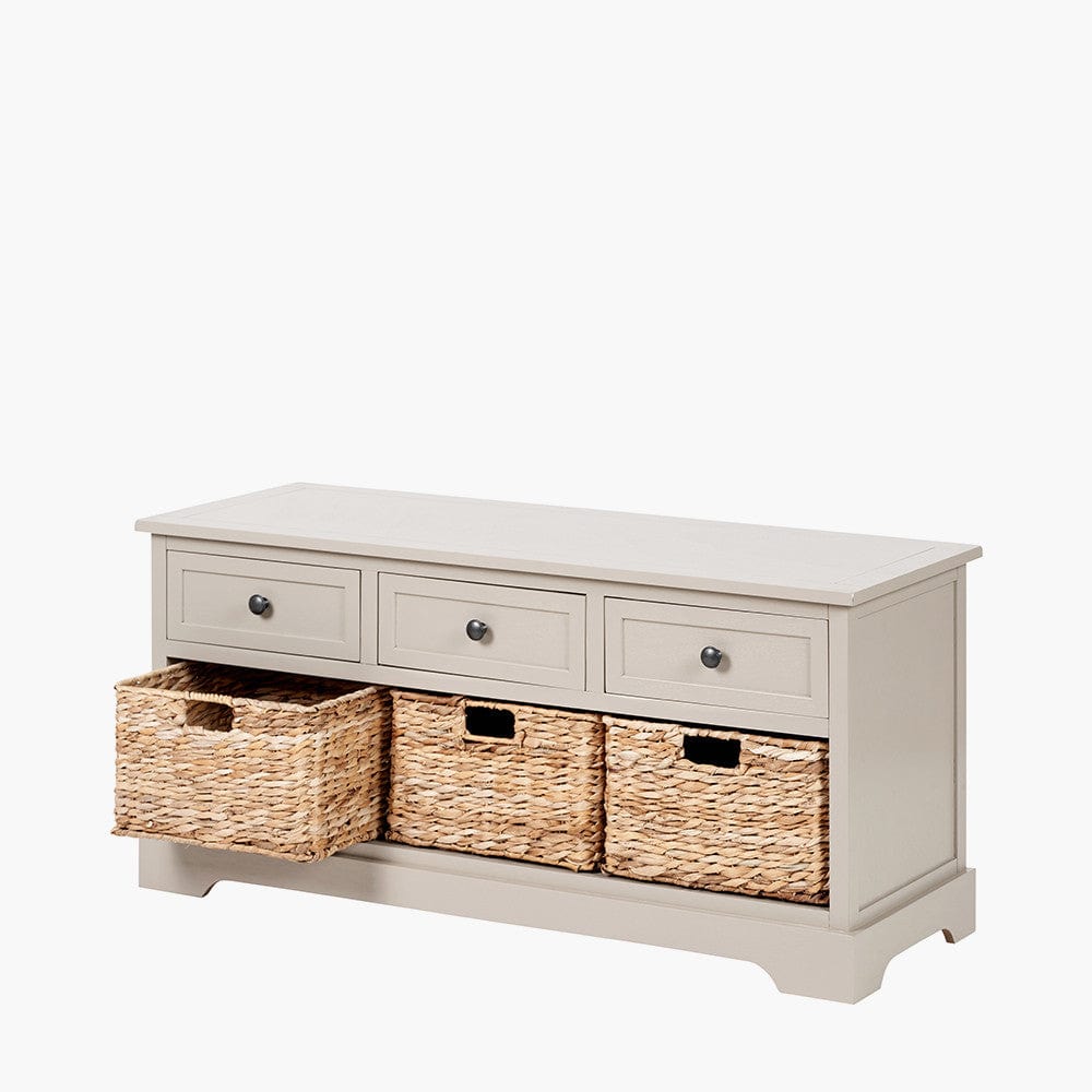 Devonshire Putty Pine Wood 3 Drawer 3 Basket Unit.