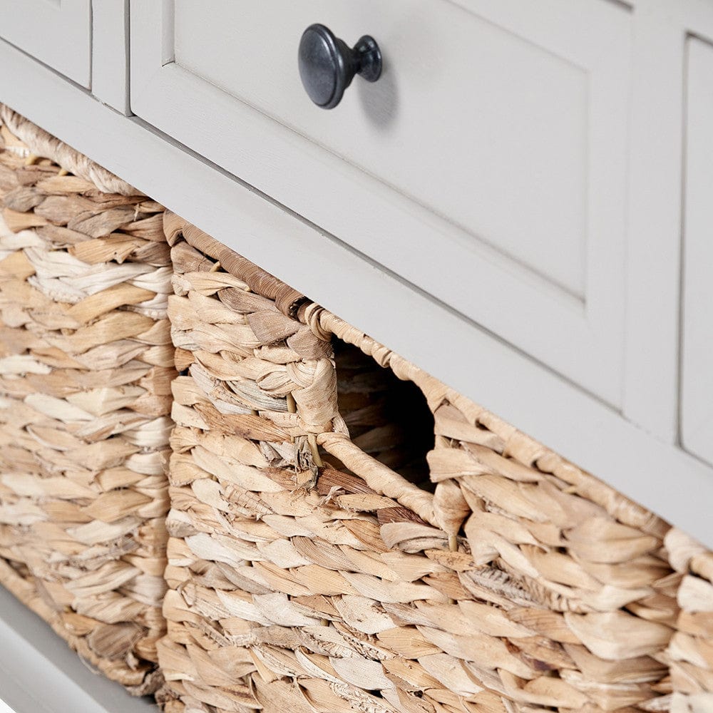 Devonshire Putty Pine Wood 3 Drawer 3 Basket Unit.