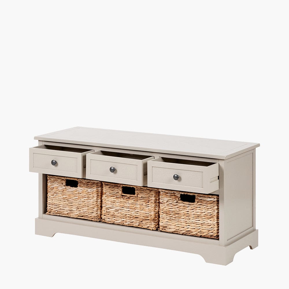 Pacific Lifestyle Outdoors Devonshire Putty Pine Wood 3 Drawer 3 Basket Unit House of Isabella UK