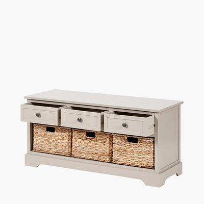 Pacific Lifestyle Outdoors Devonshire Putty Pine Wood 3 Drawer 3 Basket Unit House of Isabella UK