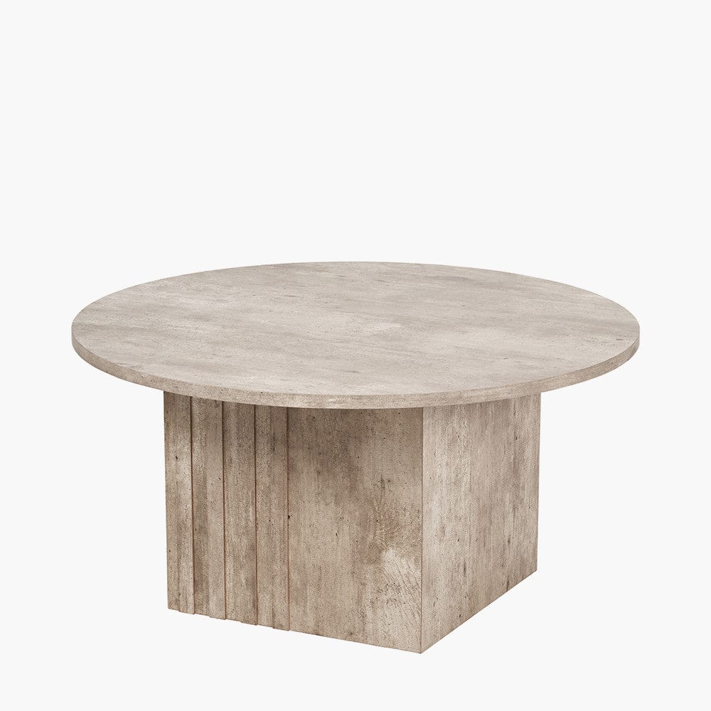 Elkton Concrete Effect Wood Veneer Groove Detail Coffee Table.