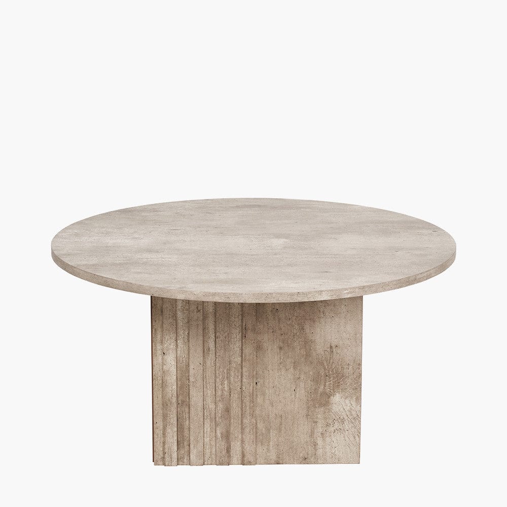 Elkton Concrete Effect Wood Veneer Groove Detail Coffee Table.
