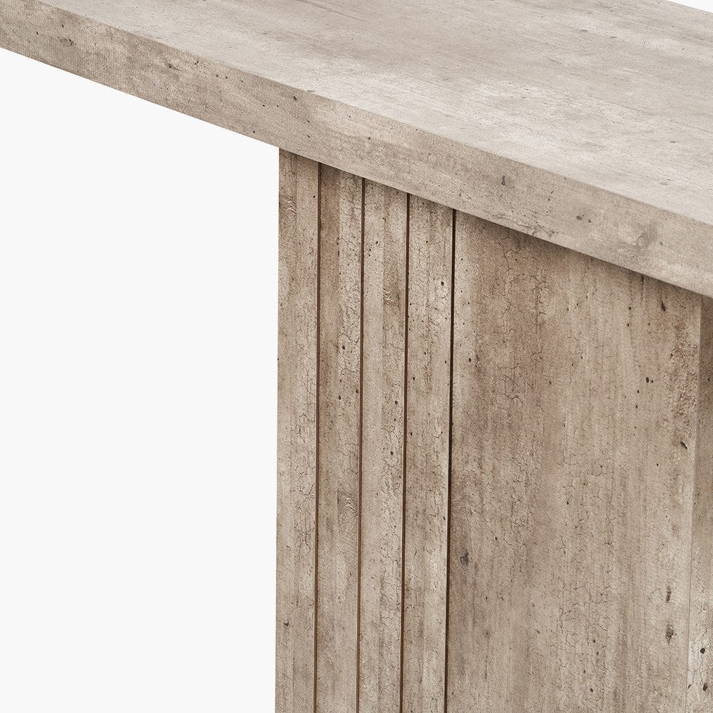 Pacific Lifestyle Outdoors Elkton Concrete Effect Wood Veneer Groove Detail Console Table House of Isabella UK