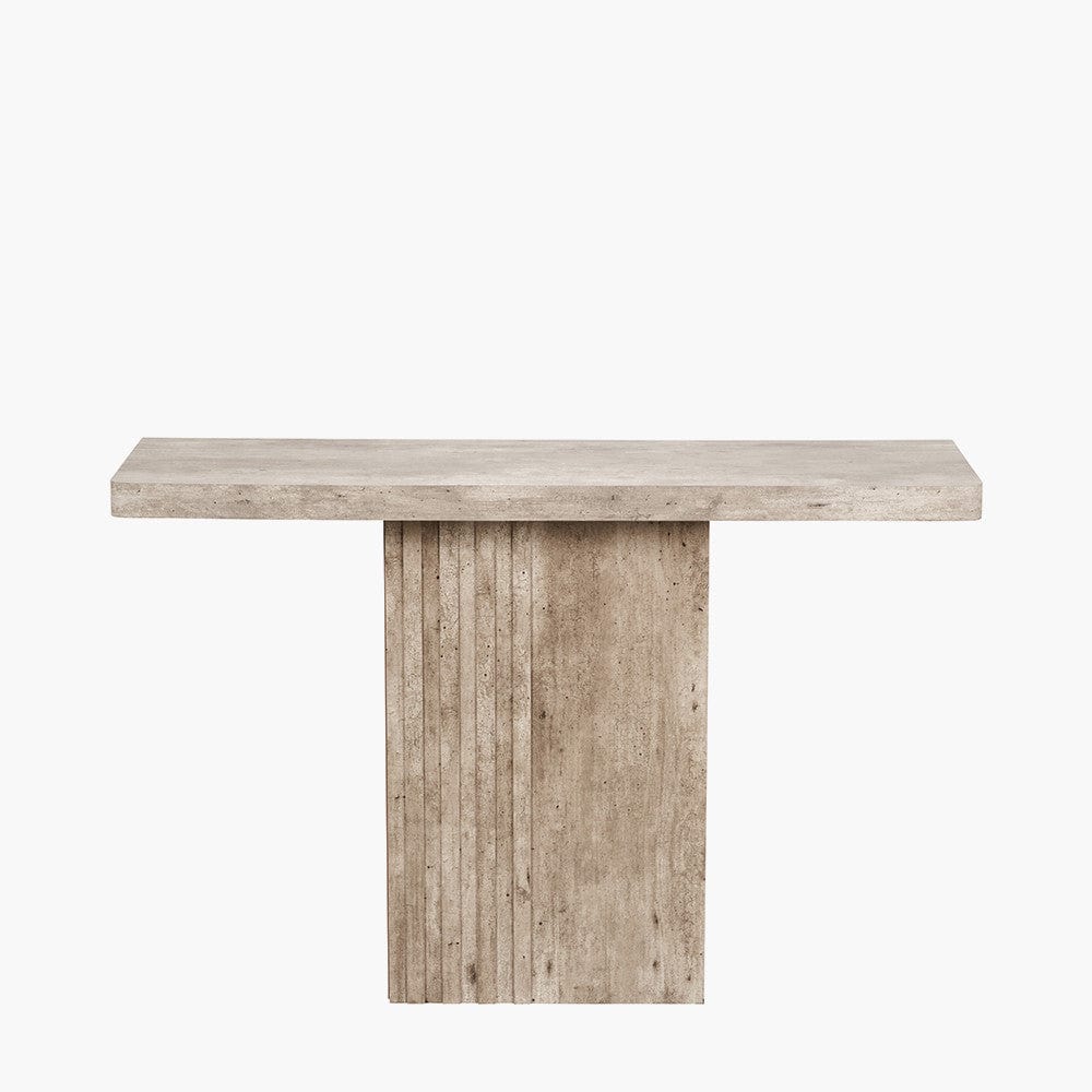 Pacific Lifestyle Outdoors Elkton Concrete Effect Wood Veneer Groove Detail Console Table House of Isabella UK