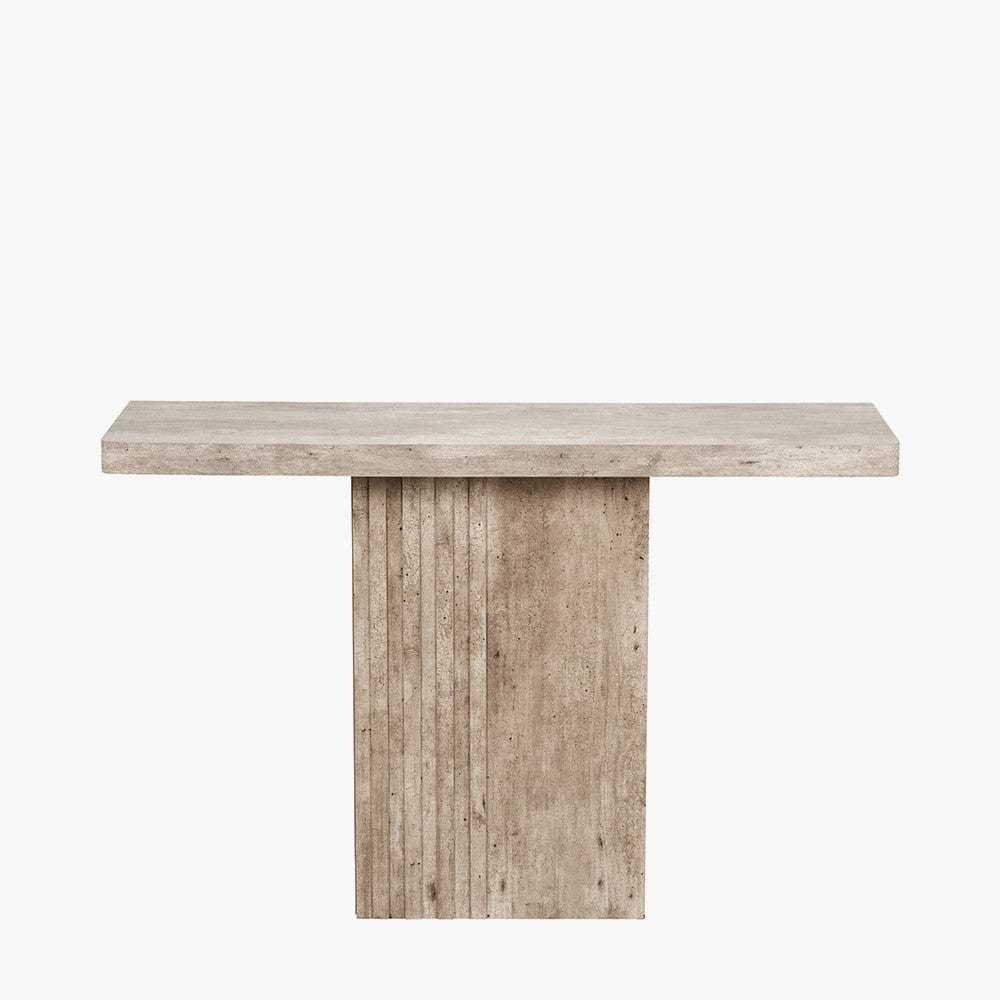 Pacific Lifestyle Outdoors Elkton Concrete Effect Wood Veneer Groove Detail Console Table House of Isabella UK