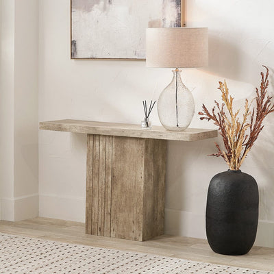 Pacific Lifestyle Outdoors Elkton Concrete Effect Wood Veneer Groove Detail Console Table House of Isabella UK