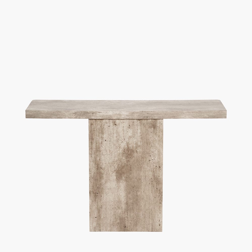 Pacific Lifestyle Outdoors Elkton Concrete Effect Wood Veneer Groove Detail Console Table House of Isabella UK