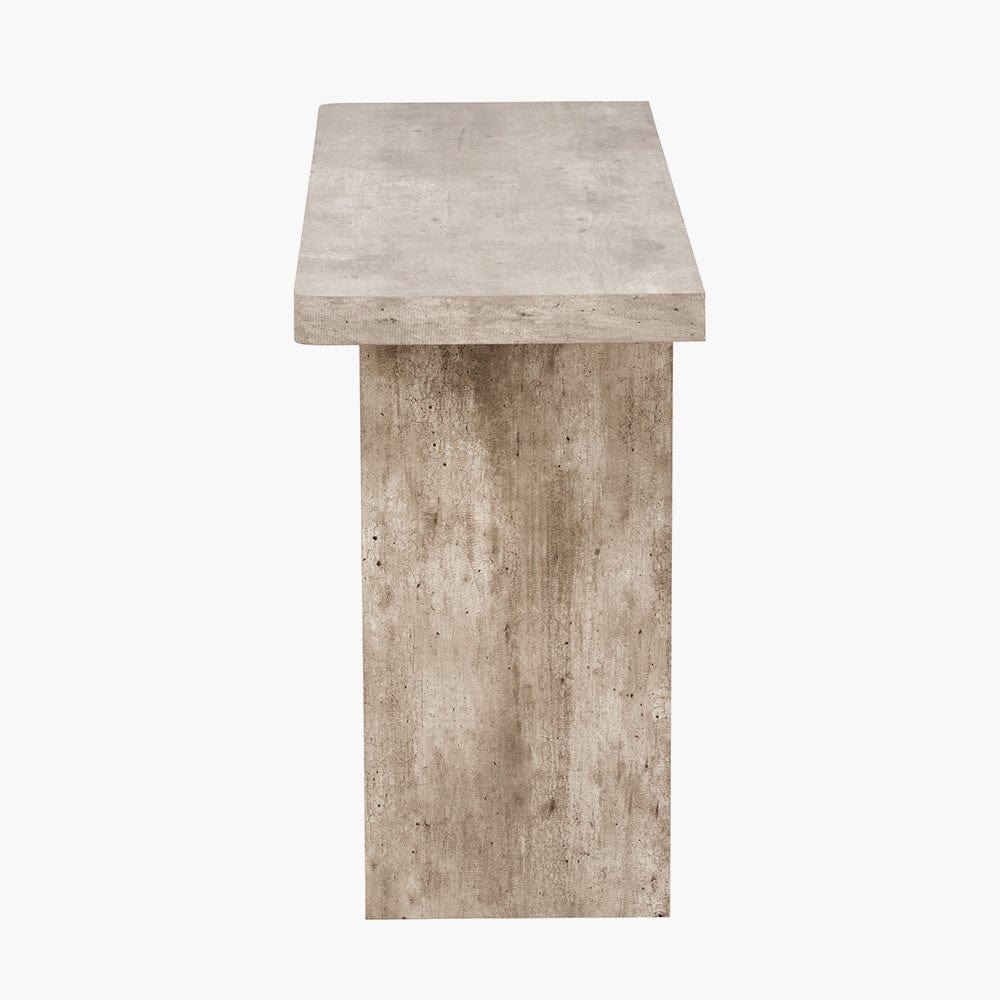 Pacific Lifestyle Outdoors Elkton Concrete Effect Wood Veneer Groove Detail Console Table House of Isabella UK