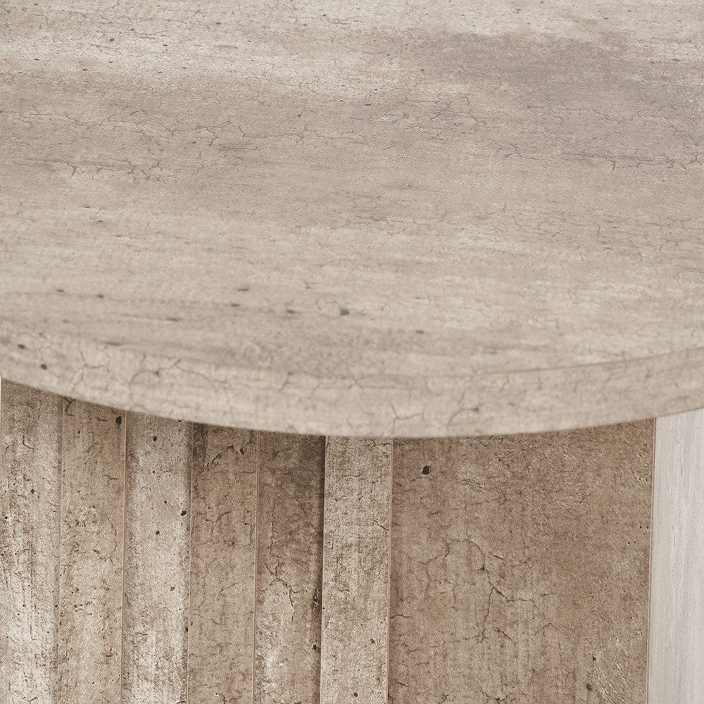 Elkton Concrete Effect Wood Veneer Groove Detail Side Table.