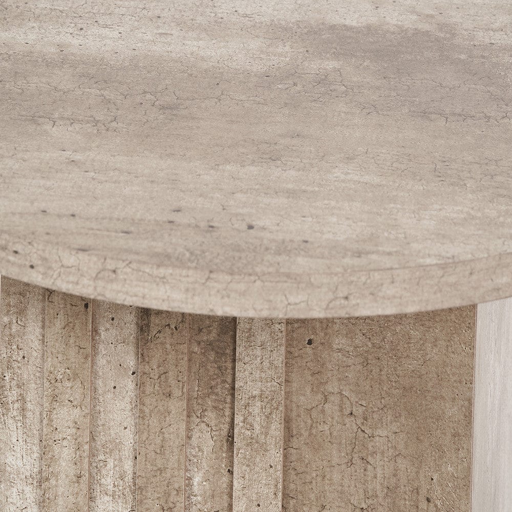 Pacific Lifestyle Outdoors Elkton Concrete Effect Wood Veneer Groove Detail Side Table House of Isabella UK