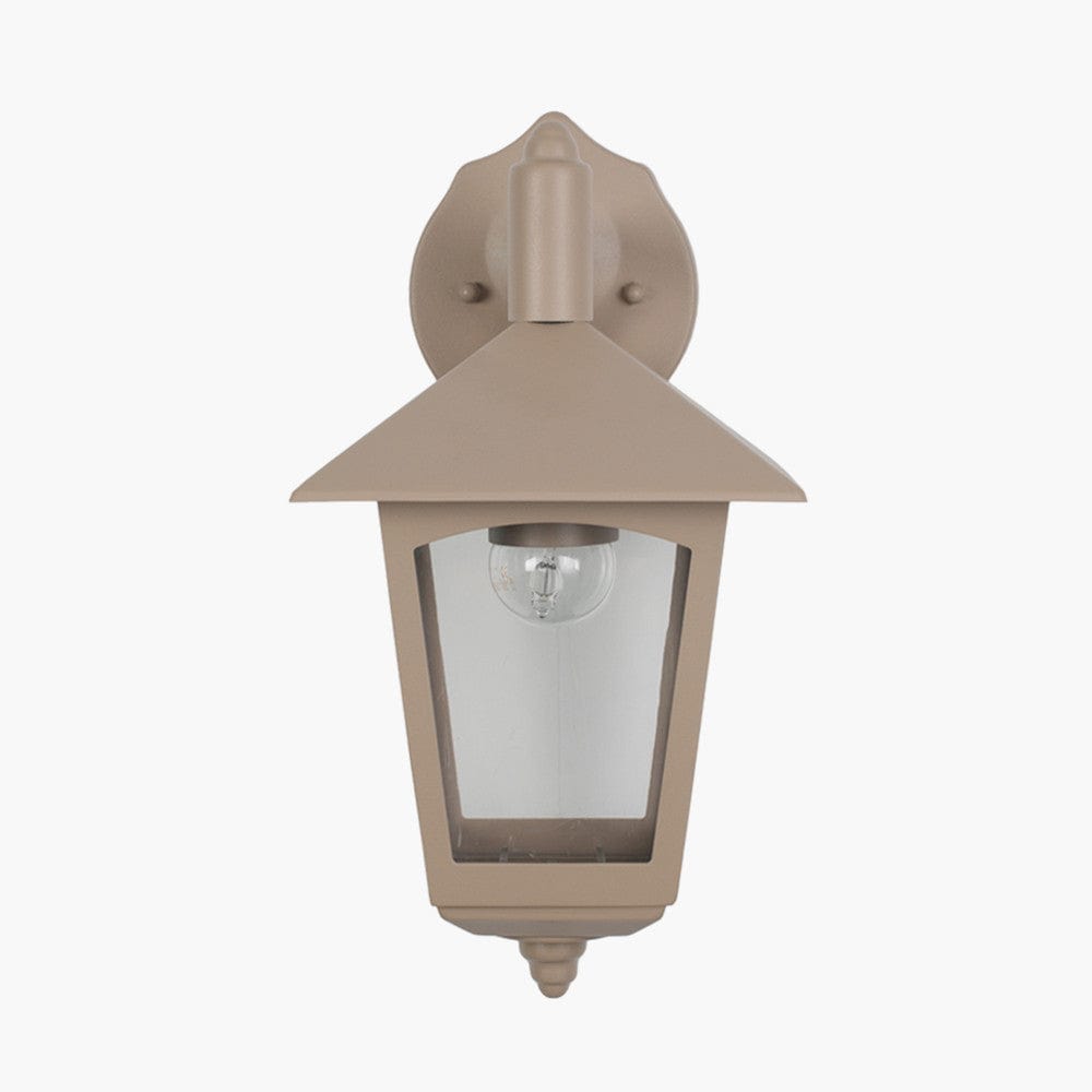 Erica Taupe Metal Panelled Lantern Wall Downlighter.