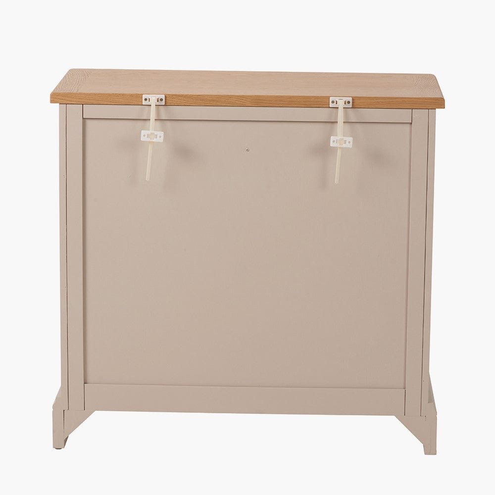 Fairford Parchment White Pine and Oak Wood 2 Drawer Console Table.