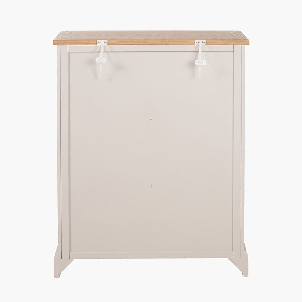 Fairford Parchment White Pine and Oak Wood 5 Drawer Unit.