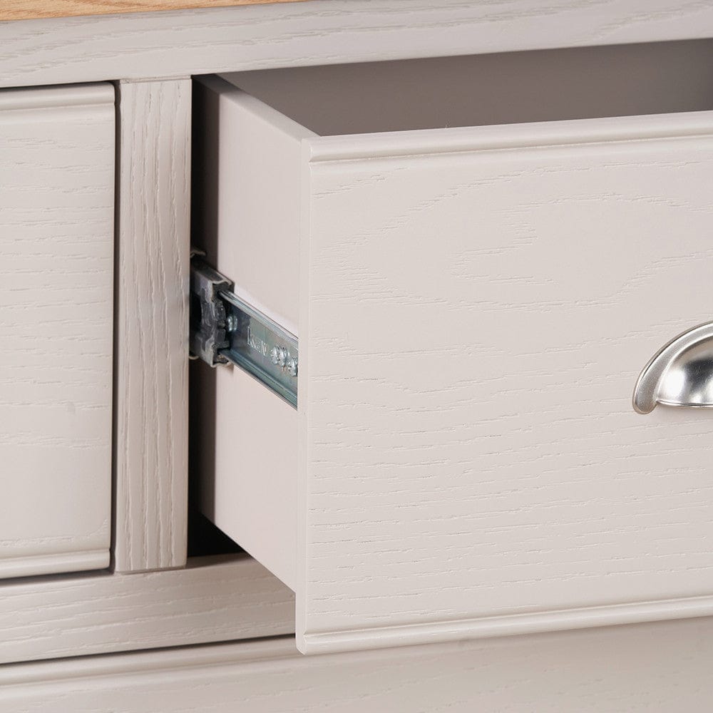 Fairford Parchment White Pine and Oak Wood 5 Drawer Unit.