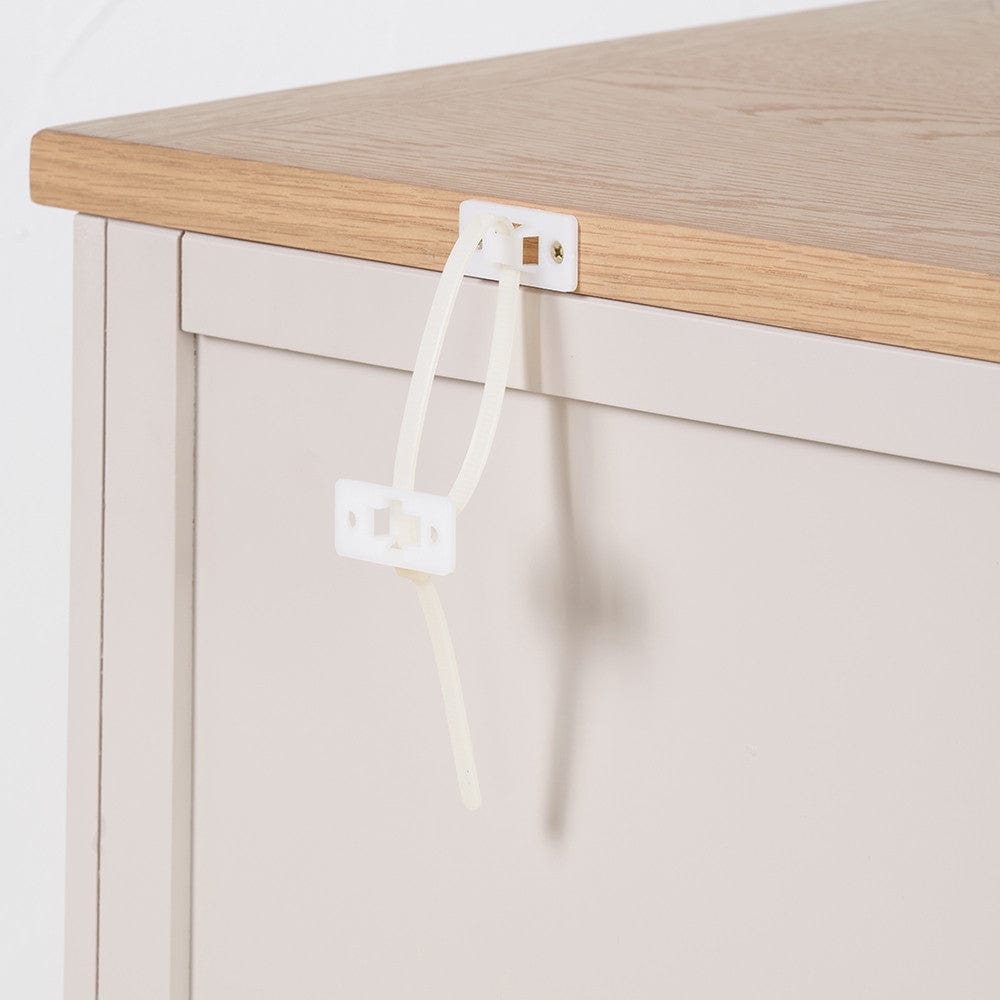 Fairford Parchment White Pine and Oak Wood 5 Drawer Unit.