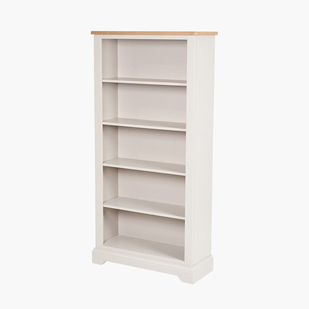 Fairford Parchment White Pine and Oak Wood 5 Shelf Unit.