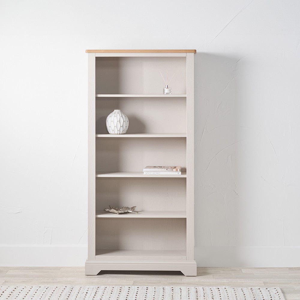 Fairford Parchment White Pine and Oak Wood 5 Shelf Unit.