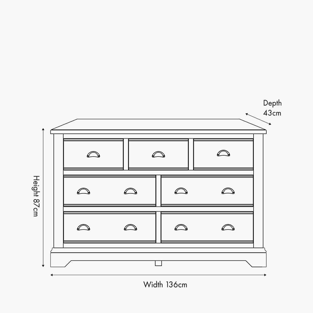 Pacific Lifestyle Outdoors Fairford Parchment White Pine and Oak Wood 7 Drawer Unit House of Isabella UK