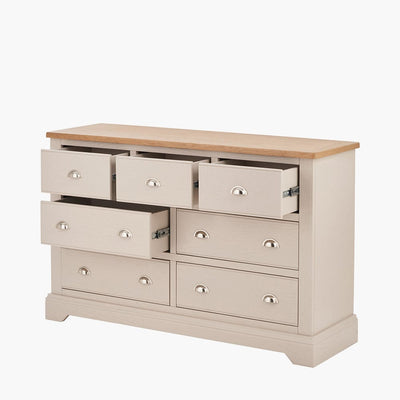 Pacific Lifestyle Outdoors Fairford Parchment White Pine and Oak Wood 7 Drawer Unit House of Isabella UK