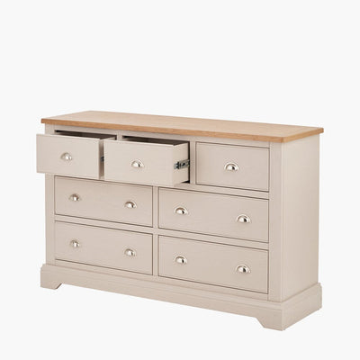 Pacific Lifestyle Outdoors Fairford Parchment White Pine and Oak Wood 7 Drawer Unit House of Isabella UK