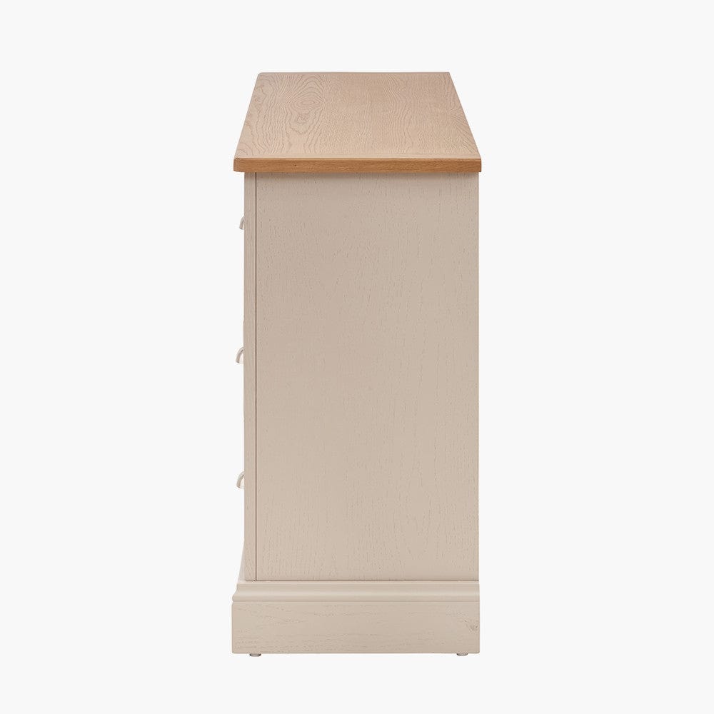 Fairford Parchment White Pine and Oak Wood 7 Drawer Unit.