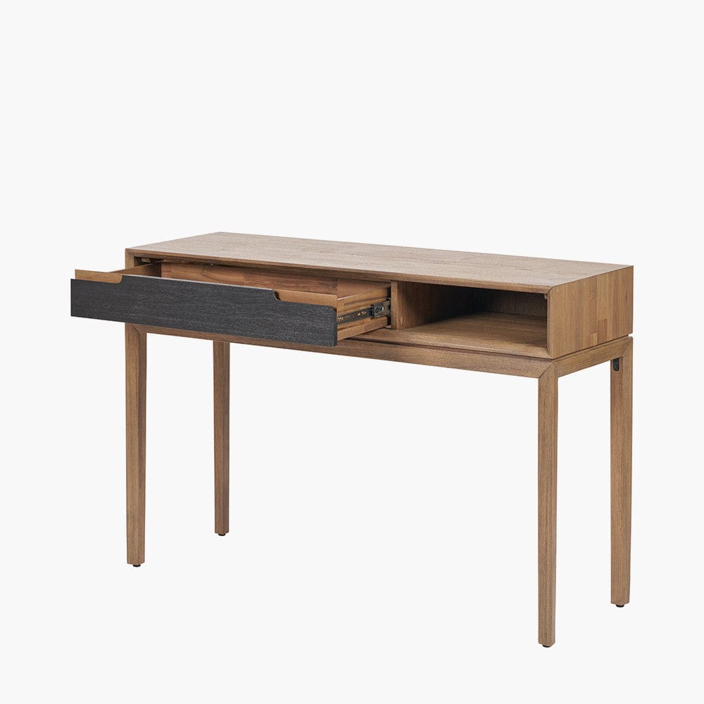 Gio Black and Natural Acacia Wood 1 Drawer Console Table.