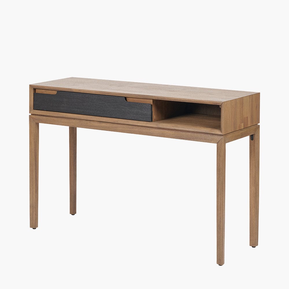 Pacific Lifestyle Outdoors Gio Black and Natural Acacia Wood 1 Drawer Console Table House of Isabella UK