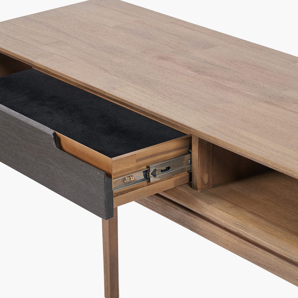 Gio Black and Natural Acacia Wood 1 Drawer Console Table.