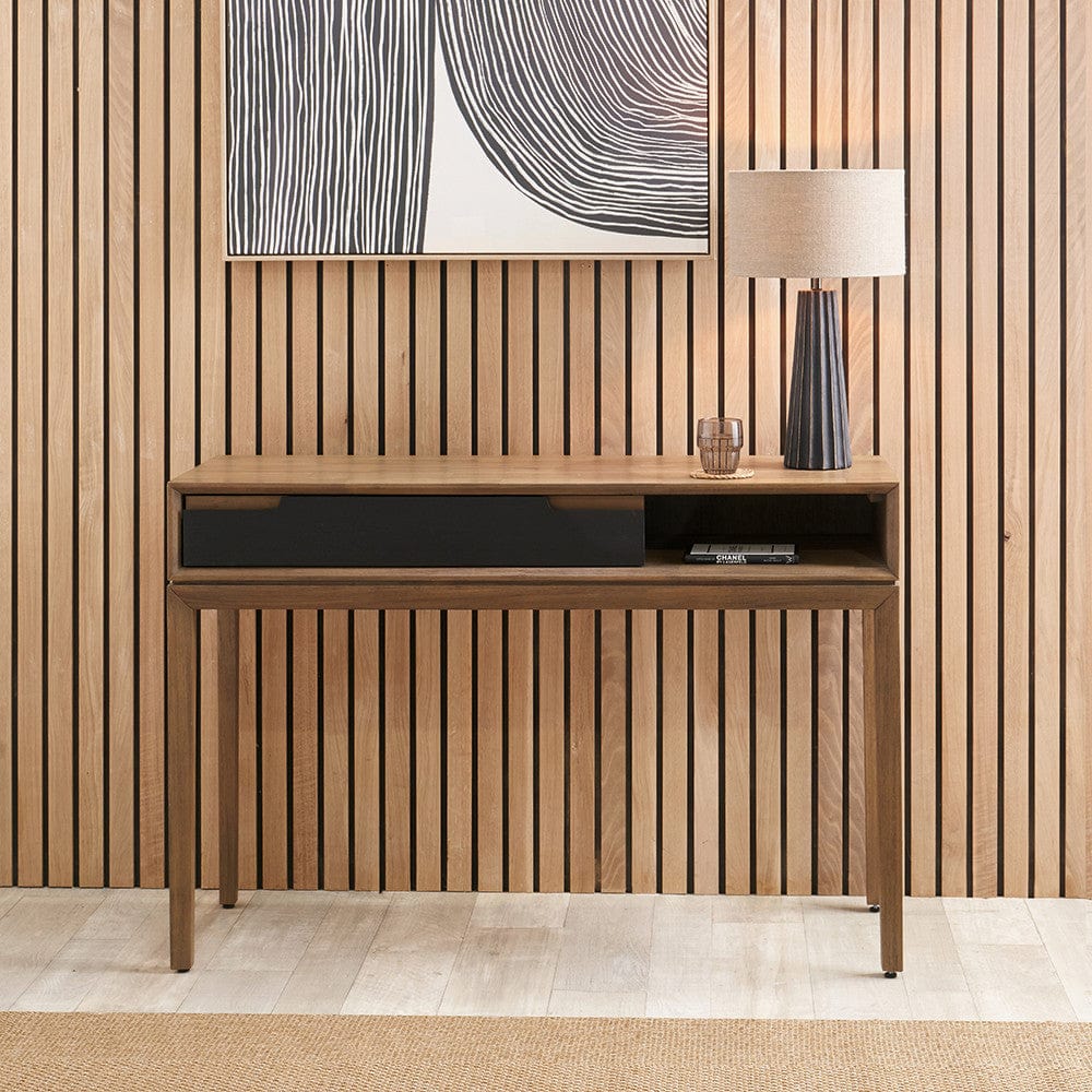 Gio Black and Natural Acacia Wood 1 Drawer Console Table.