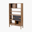 Gio Black and Natural Acacia Wood 2 Drawer, 7 Niche Shelf Unit.