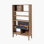 Gio Black and Natural Acacia Wood 2 Drawer, 7 Niche Shelf Unit.