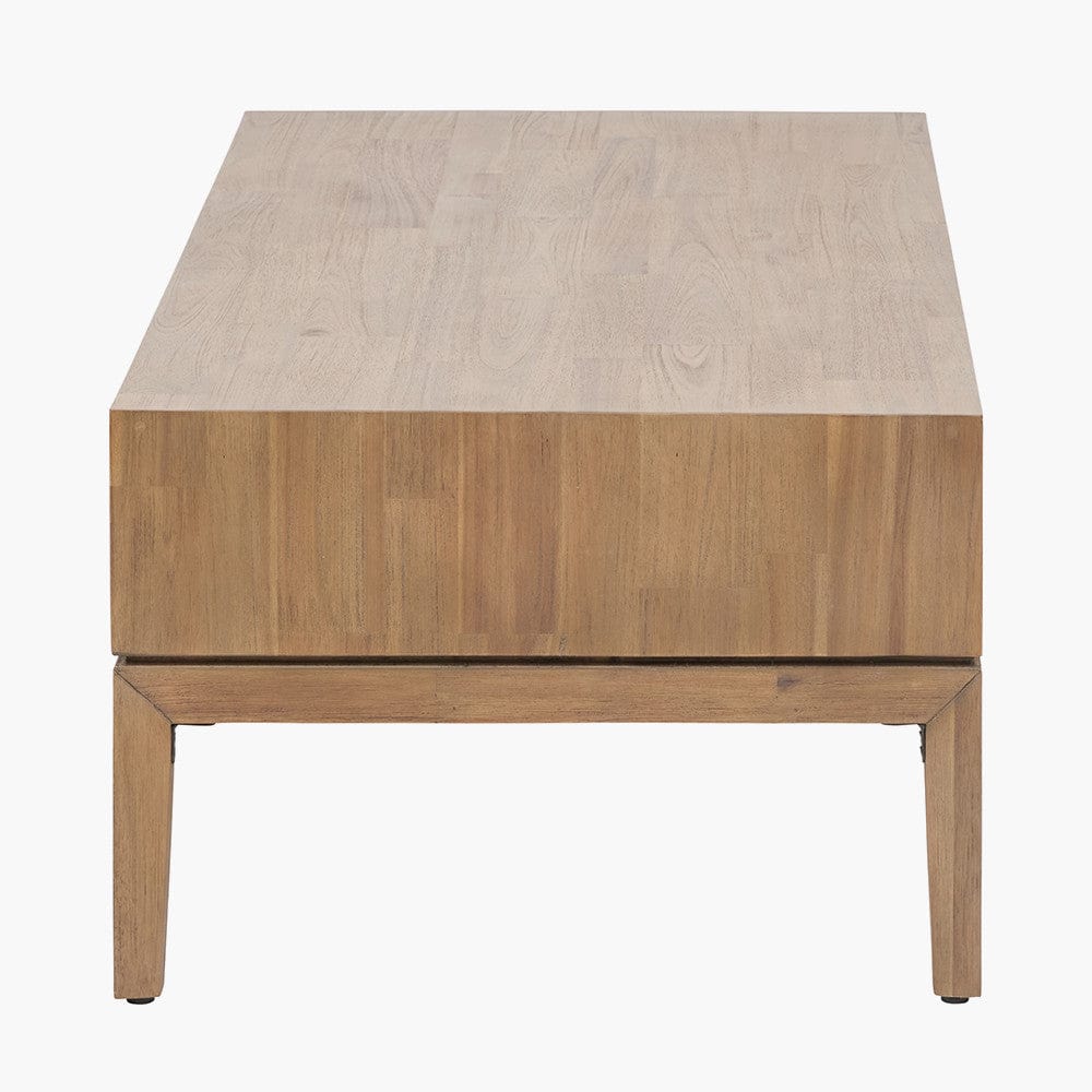 Gio Black and Natural Acacia Wood 2 Drawer Coffee Table.