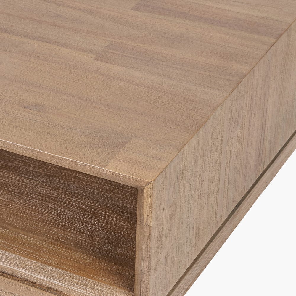 Gio Black and Natural Acacia Wood 2 Drawer Coffee Table.