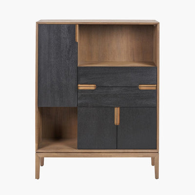 Pacific Lifestyle Outdoors Gio Black and Natural Acacia Wood 3 Door, 2 Drawer, 2 Niche Shelf Unit House of Isabella UK