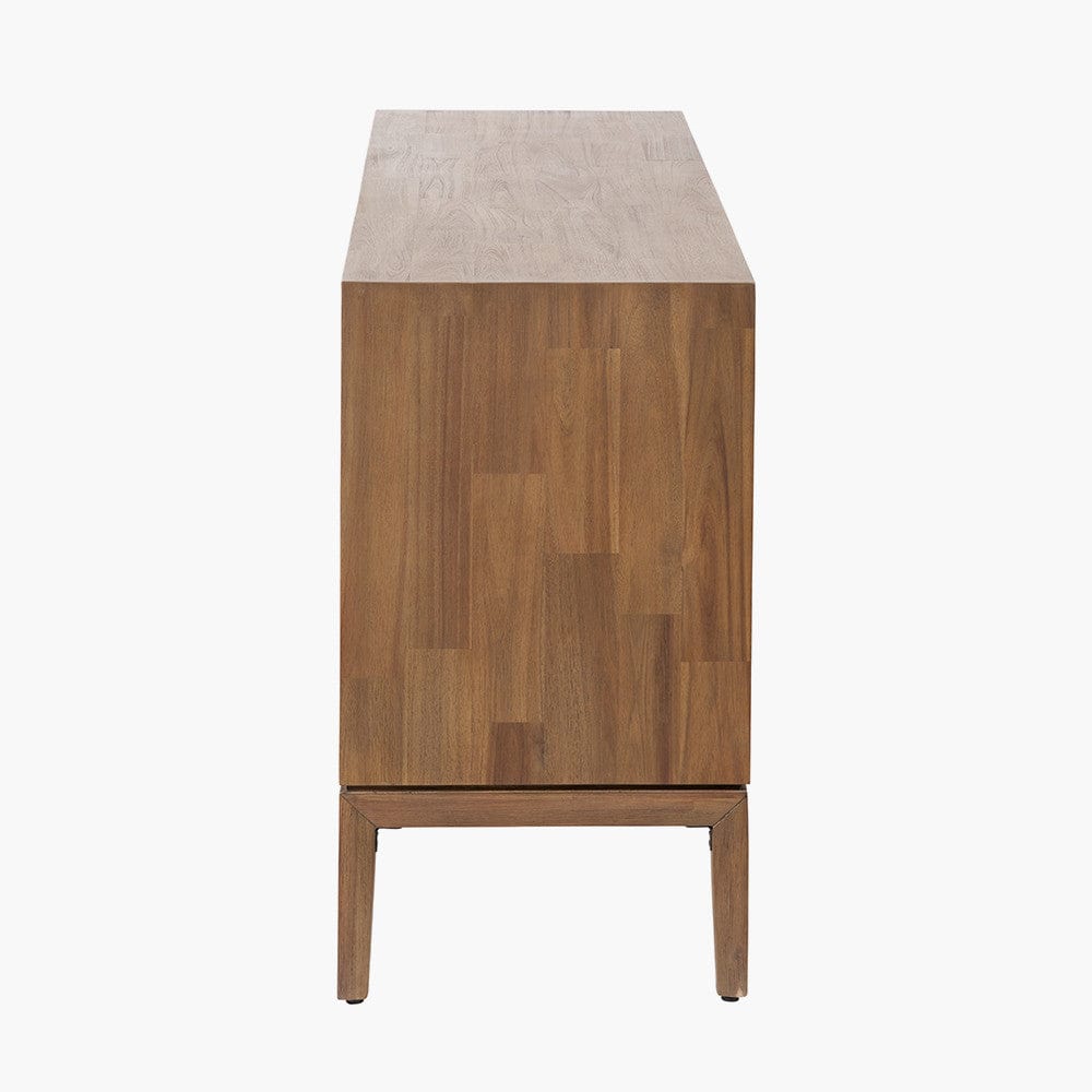 Gio Black and Natural Acacia Wood 4 Door Sideboard.