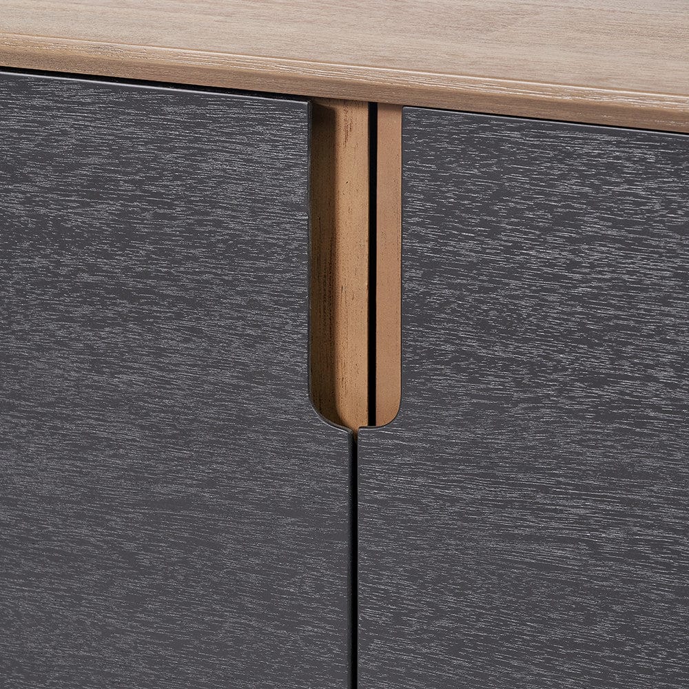 Gio Black and Natural Acacia Wood 4 Door Sideboard.