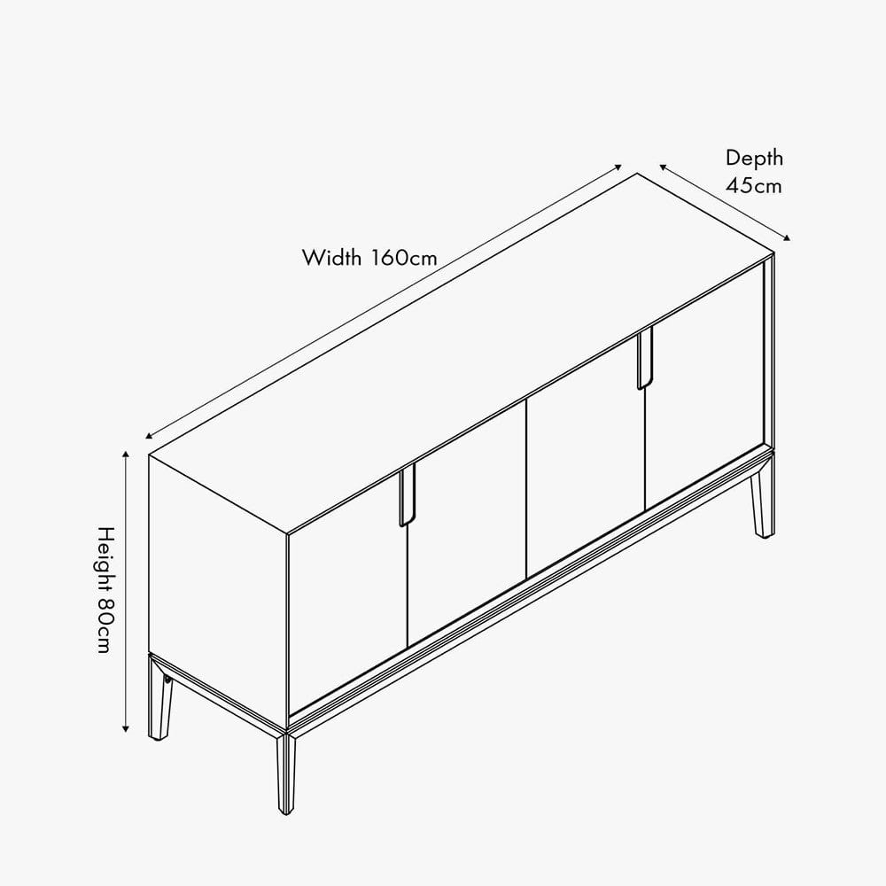 Gio Black and Natural Acacia Wood 4 Door Sideboard.