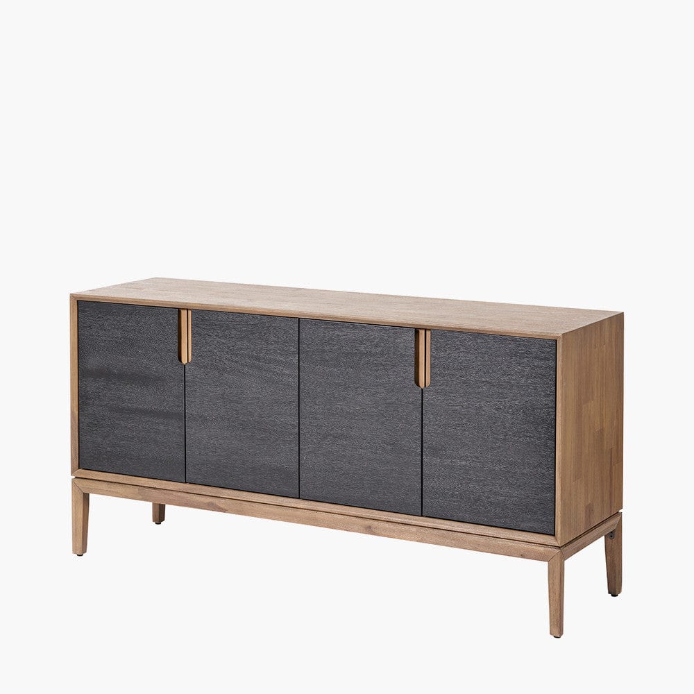 Gio Black and Natural Acacia Wood 4 Door Sideboard.