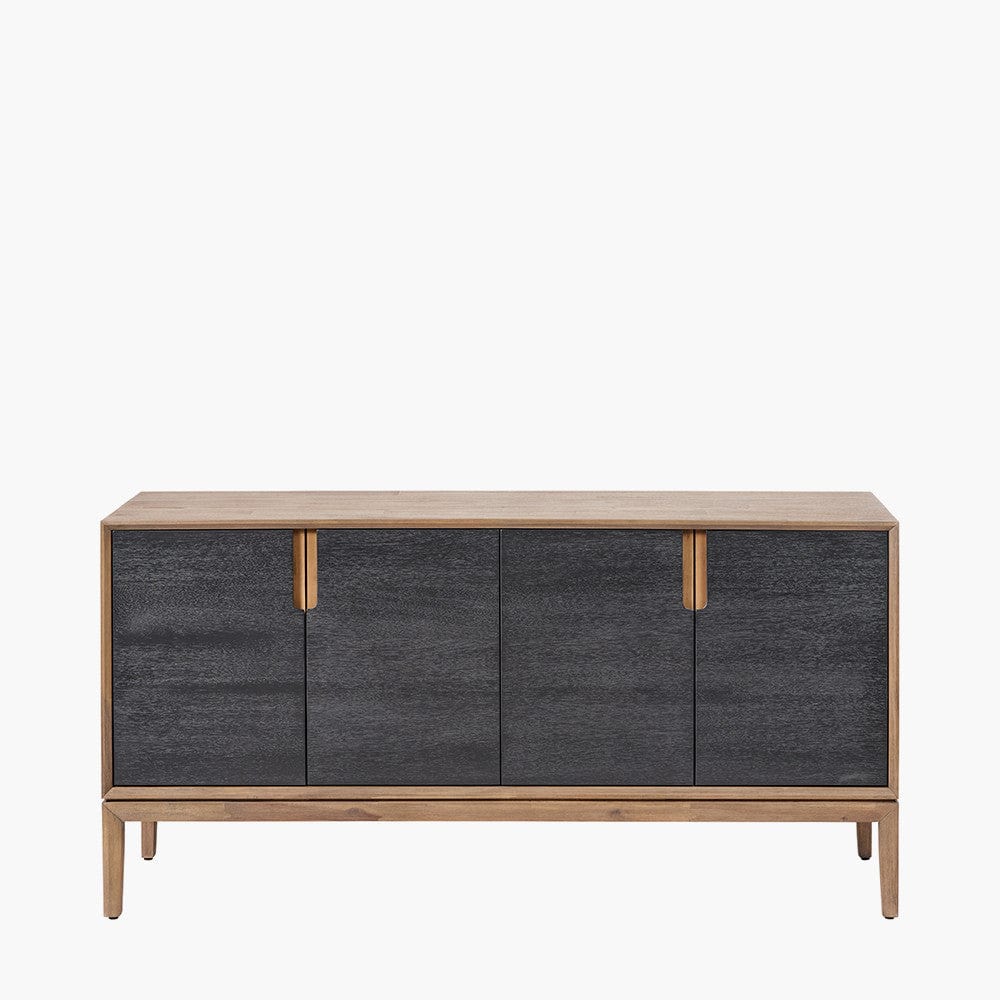 Gio Black and Natural Acacia Wood 4 Door Sideboard.
